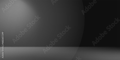 Limbo black background. Abstract dark gradient backdrop. Color wall of studio, room, stand for product display or photo. Modern banner with empty place for advertising text best