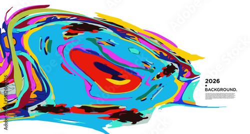 Abstract Psychedelic Brutalism Wave Blob Striped Motion Curves Composition Morphing Amoeba Fluid Shape Background