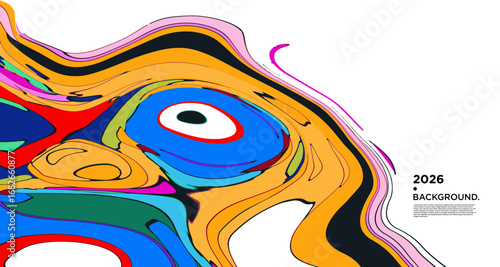 Abstract Psychedelic Brutalism Wave Blob Striped Motion Curves Composition Morphing Amoeba Fluid Shape Background
