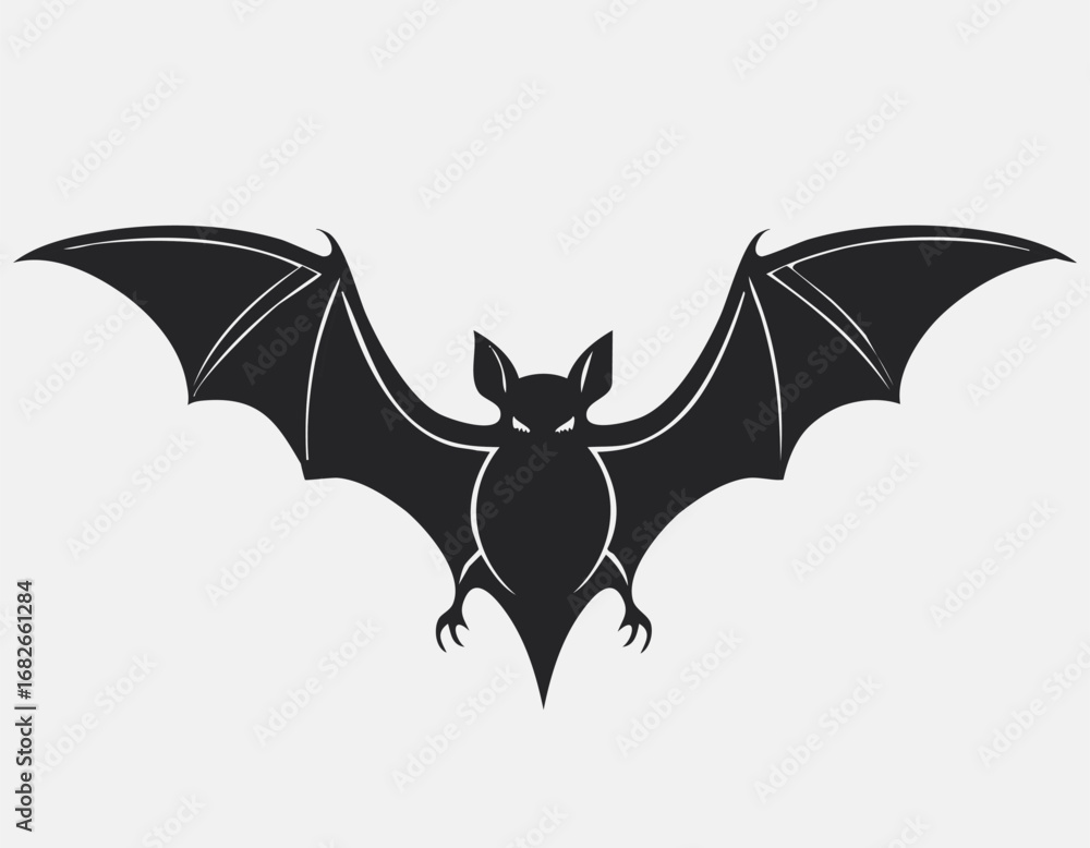 Fototapeta premium Bat Animal Vector Logo in Black and White, Minimalist and Simple Design, Perfect for Wildlife Branding, Nature Illustration, and Unique Animal Identity 