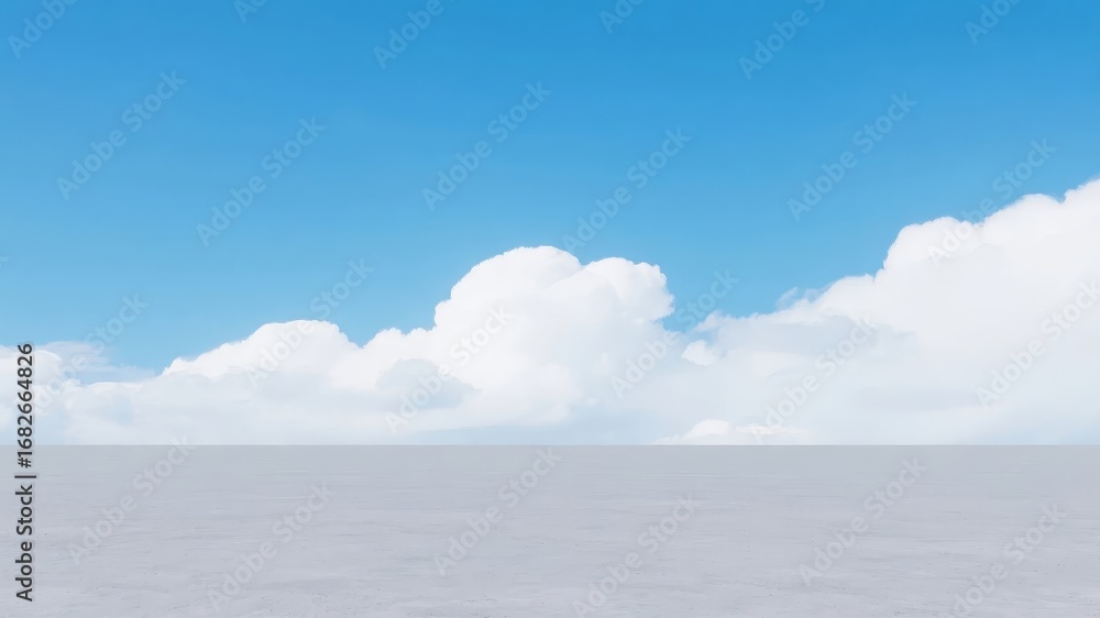 Obraz premium Serene Skyline with Fluffy Clouds Over a Calm Horizon