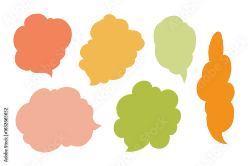 Isolated vector set of irregular text box in blob shapes or clouds on white background