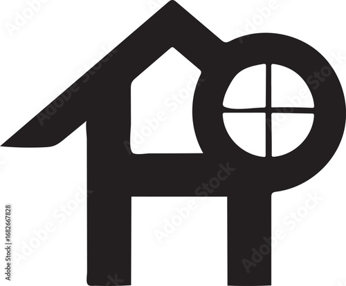 Abstract Modern House with Circular Window Logo