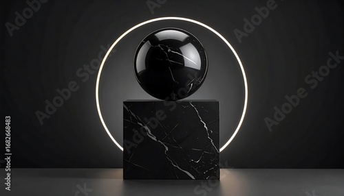 Black Marble Sphere Minimalist Product Display