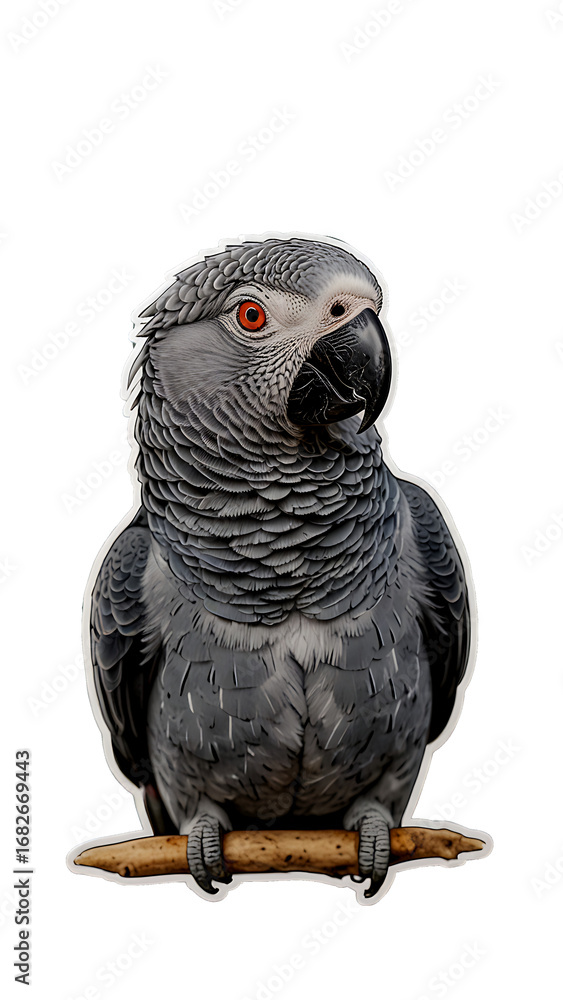 Fototapeta premium diecut sticker of African Grey Parrot