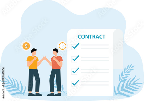 Business people working together to shake hands, Build a business together and fund creative projects, Signing a contract agreement concept, 

