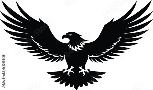 Majestic eagle with wings spread wide in a bold black silhouette