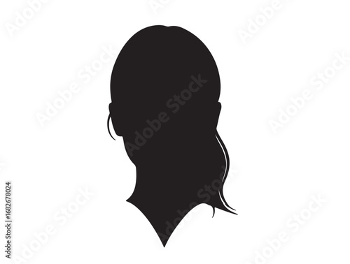 lovely girl face outline in silhouette white background.
