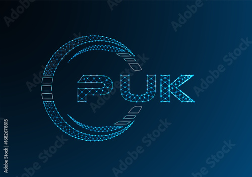 PUK low poly letter logo vector design. PUK lower poly logo design. Low poly logo.