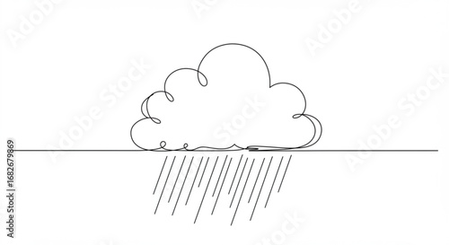 Minimalist rain cloud and raindrops