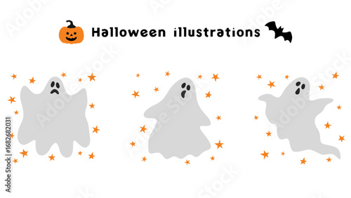 Halloween-28　ハロウィンのイラスト素材。あしらいセット