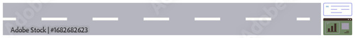 Long straight road with dashed lane markings, a data dashboard with charts, and analytics display. Ideal for transportation, logistics, road planning, tech integration, data analysis, business