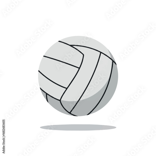 A classic volleyball, rendered as a clean 2D flat vector illustration with solid colors and a subtle shadow, perfectly isolated centrally on a pure white background.