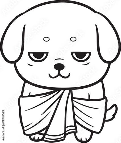 Sad Dog Wearing a Bandage Wrapped Around its Body puppy animal