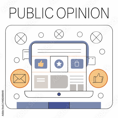 Public opinion idea of pr through mass media to advertise your brand management and marketing strategy flat illustration
