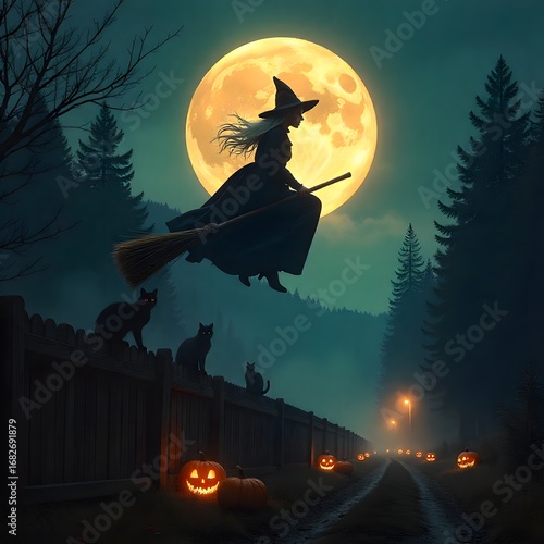 Gothic Halloween background with haunted path