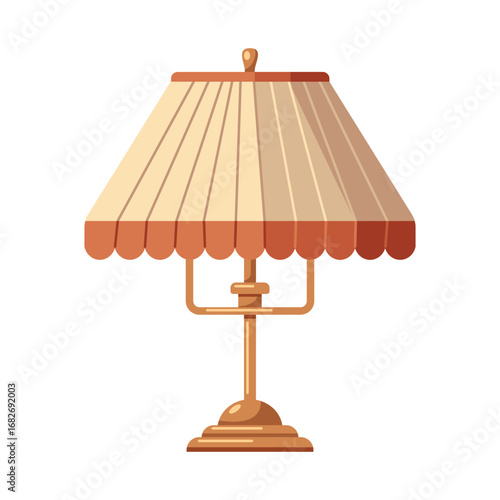 Table lamp with light shade. Vector illustration on white background.