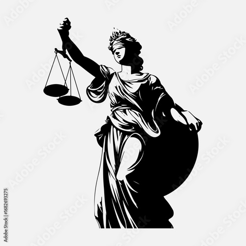  Justice Scales Simple Silhouette Flat Vintage Style Retro Black Icon Symbol, Lady Justice Concept And Goddess Perched  Justice Scales Clip Vector Art Clothing