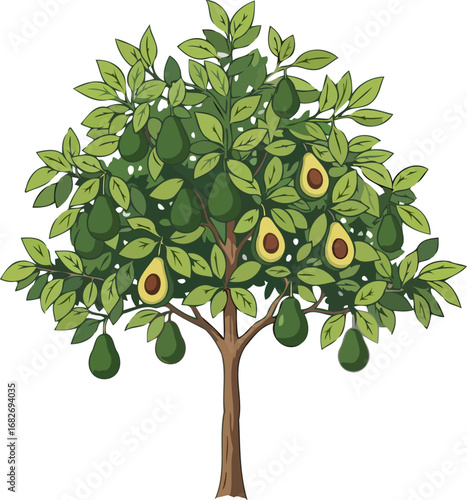 lush avocado tree a bountiful harvest of natures goodness, isolated on transparent background