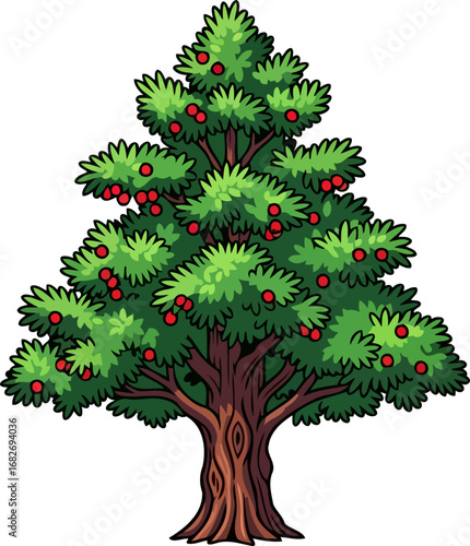 lush summer tree a bountiful harvest of red berries, symbolizing growth and abundance, isolated on transparent background