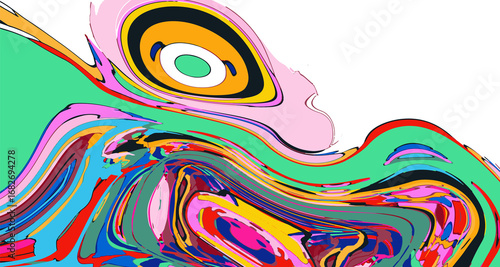 Abstract Psychedelic Brutalism Wave Blob Striped Motion Curves Composition Morphing Amoeba Fluid Shape Background