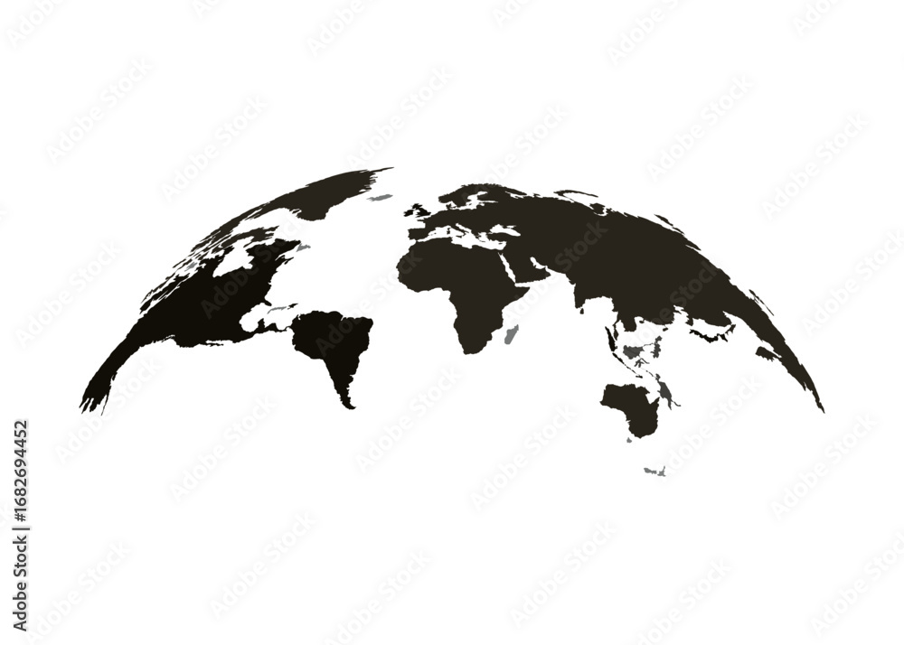 Naklejka premium World map graphic design element black and white simple illustrat