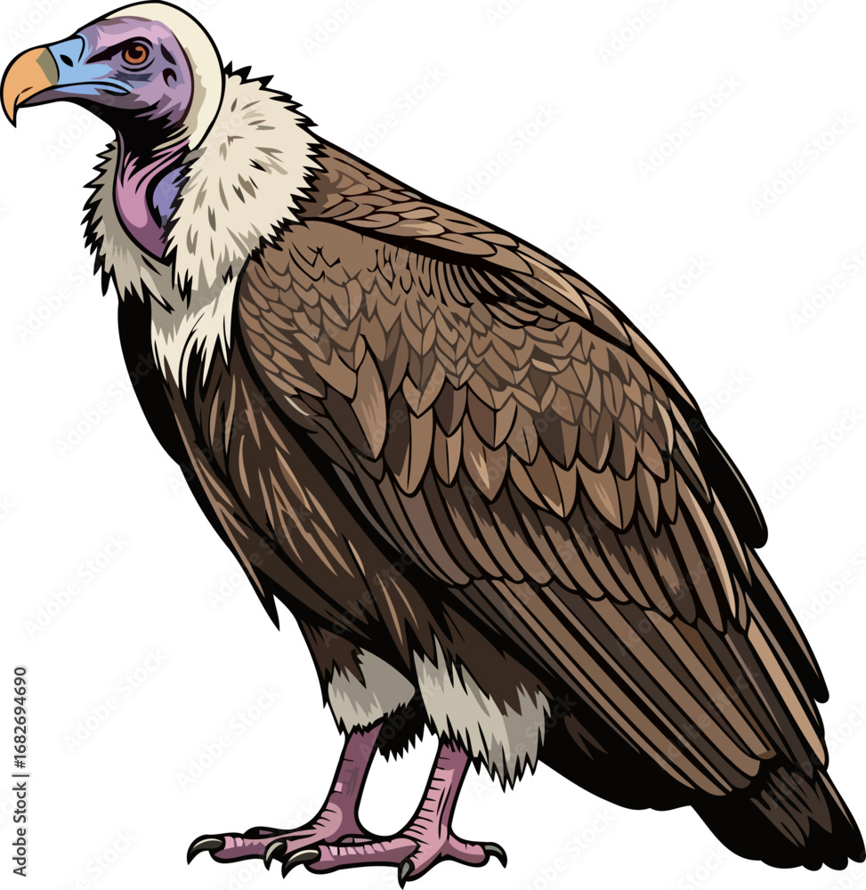 Obraz premium majestic lappetfaced vulture wild african bird, brown feather details, powerful wings, isolated on transparent background