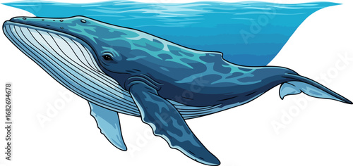 majestic humpback whale ocean giant, underwater world, graceful dive, isolated on transparent background