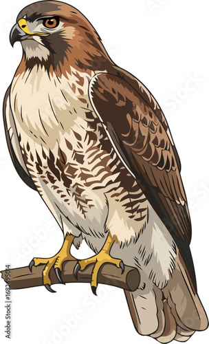majestic redtailed hawk a symbol of freedom, power, and wild beauty, perched on a branch, observing its territory, isolated on transparent background
