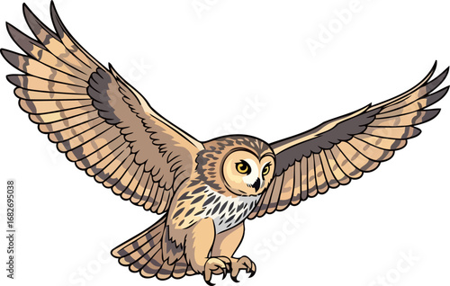 majestic shorteared owl in flight a breathtaking illustration of silent nocturnal hunter, isolated on transparent background