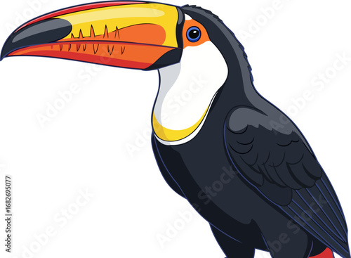 majestic toucan a vibrant portrait of tropical birdlife, exquisite details, natures masterpiece, isolated on transparent background