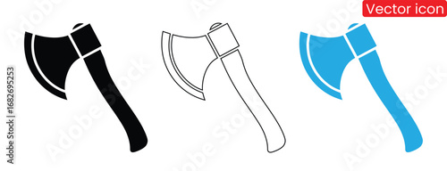 Bold axe icons for design projects,Bold axe vector, hatchet vector image illustration isolated,Axe icon in 4 different styles. Thin Line, Line, Bold Line, Duo tone.tossed axes silhouette icon