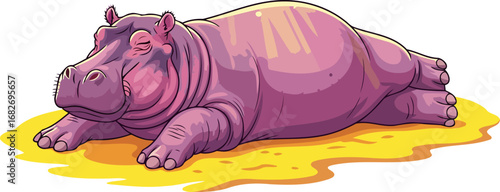 peaceful hippopotamus resting tranquil riverbank scene, serene wildlife moment, isolated on transparent background