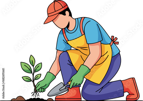 planting a seed gardeners gentle hands, nurturing new life, hopes tender sprout, isolated on transparent background