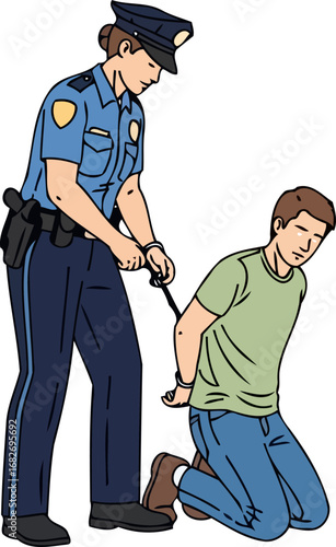 police officer arresting suspect justice, law enforcement, and the importance of public safety, isolated on transparent background