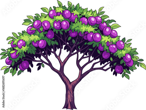 purple plum tree a bountiful harvest of summers sweetness, isolated on transparent background