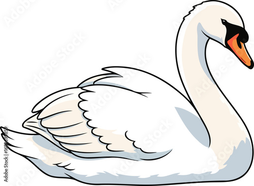 serene swan graceful waterbird, elegant posture, peaceful lake, isolated on transparent background