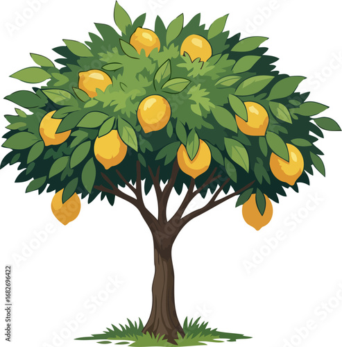 sunkissed lemon tree a bountiful harvest of zesty yellow citrus fruits, isolated on transparent background