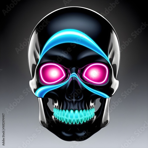 Neon skull makeup t-shirt with electrifying colors and striking modern design