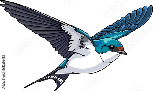 tree swallow in flight a vivid illustration of graceful avian movement, isolated on transparent background