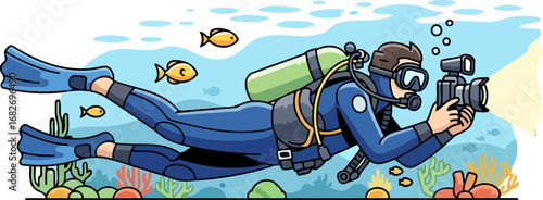 underwater photographers thrilling dive capturing oceans secrets, isolated on transparent background