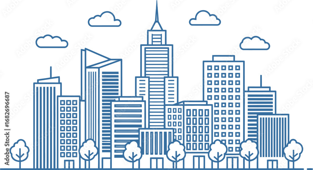 Fototapeta premium City skyline vector illustration urban landscape cityscape view
