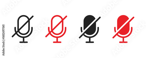 Microphone mute icon. No microphone icon symbol set. Muted microphone icon vector