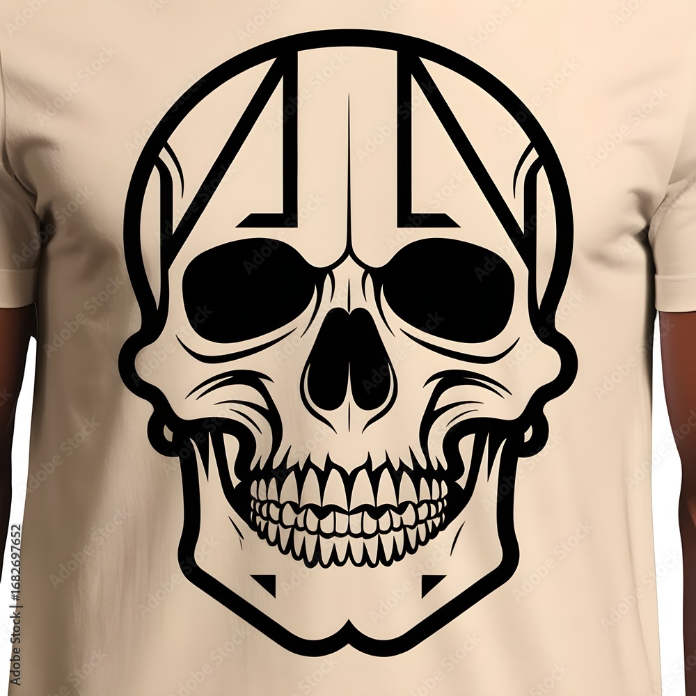 Fototapeta premium Geometric skull makeup t-shirt with abstract bold shapes and modern edge