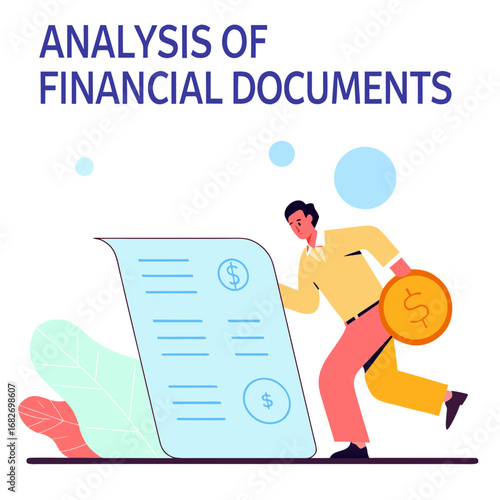 Financial Advisor Concept – Business Character Managing Banking Operations, Exchange Control, Financial Management, Analysis, and Budgeting Flat Vector Illustration
