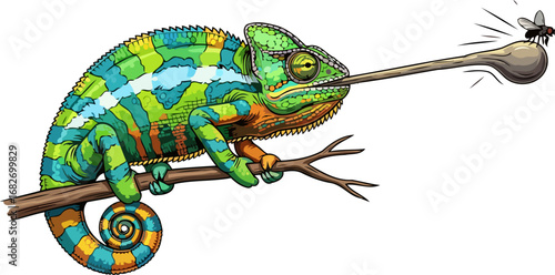 chameleons incredible strike a masterclass in natures precision hunting, isolated on transparent background