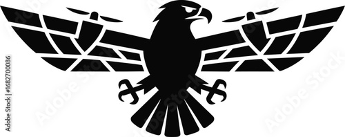 Futuristic eagle drone surveillance security silhouette