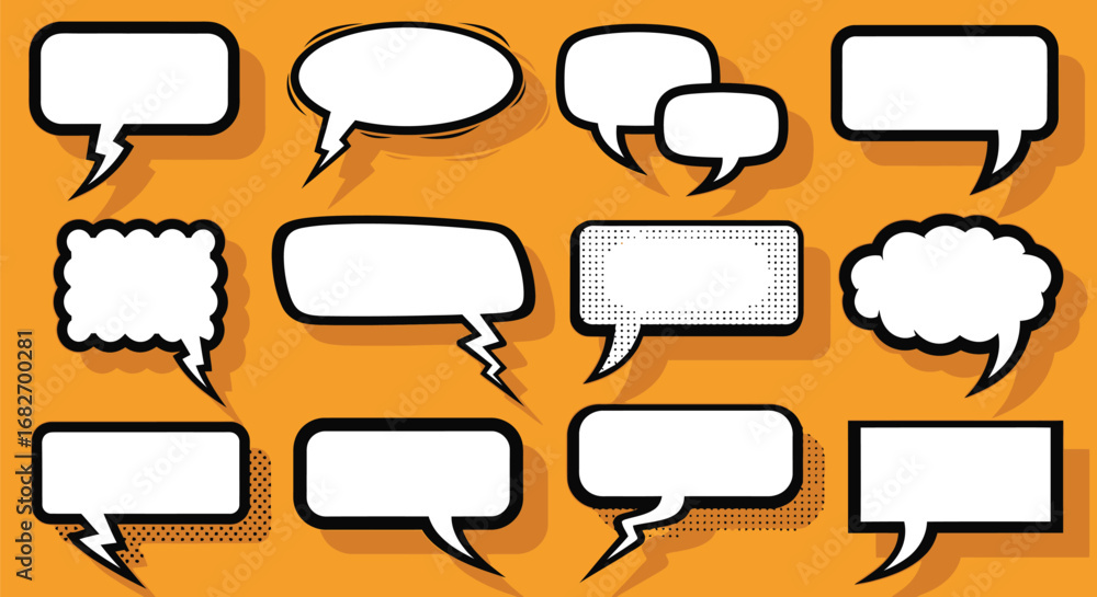 Obraz premium Speech bubbles vector set comic style dialog box chat message icon