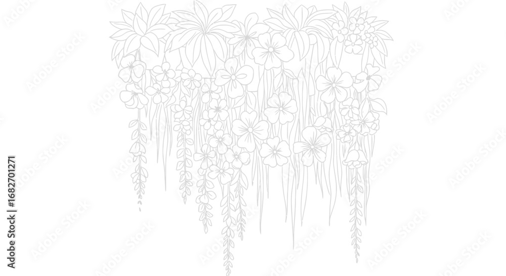 Obraz premium Delicate flower outlines in a cascading design for decorative projects