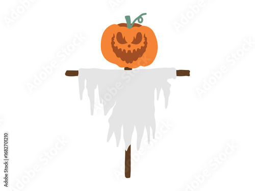 Halloween Scarecrow Pumpkin Cartoon Illustration